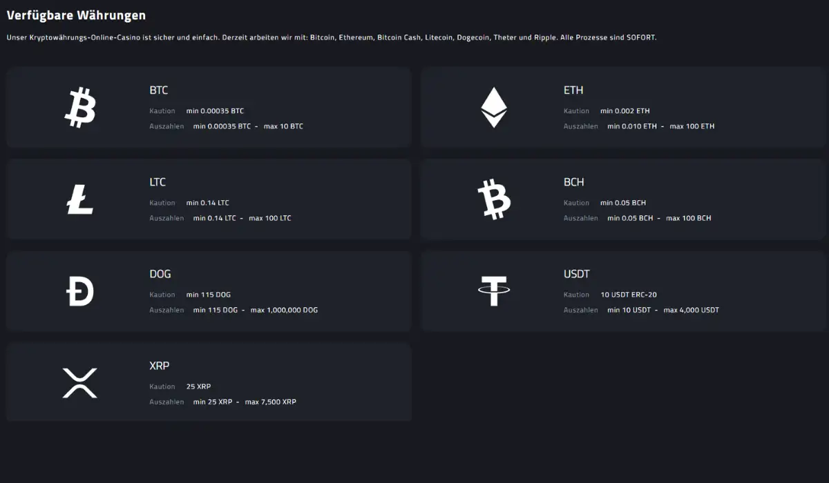 Bankoptionen im MBit Casino