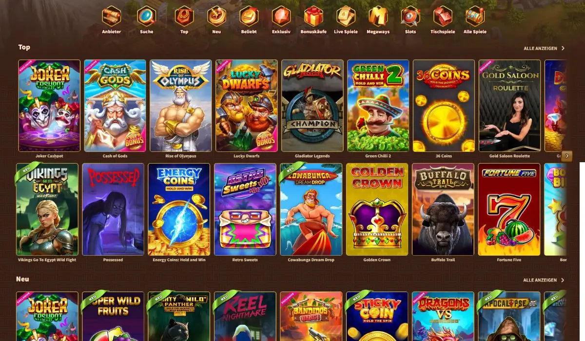 MyEmpire Casino Spielauswahl