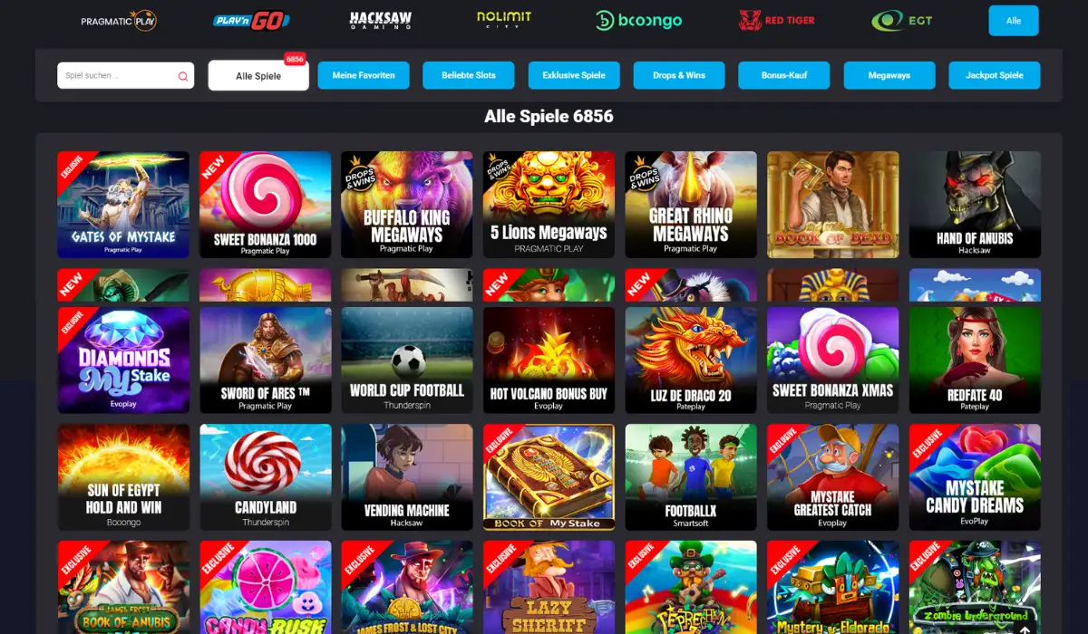 MyStake Casino Spielauswahl