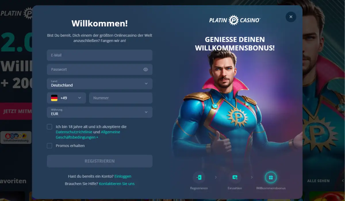 Platin Casino registrieren