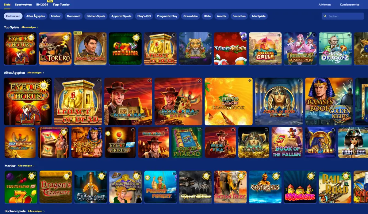 Sunmaker Casino Spielauswahl 