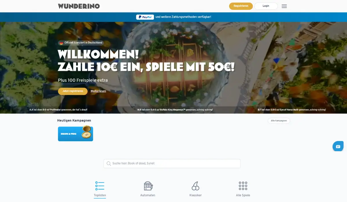 Wunderino Casino Erfahrungen