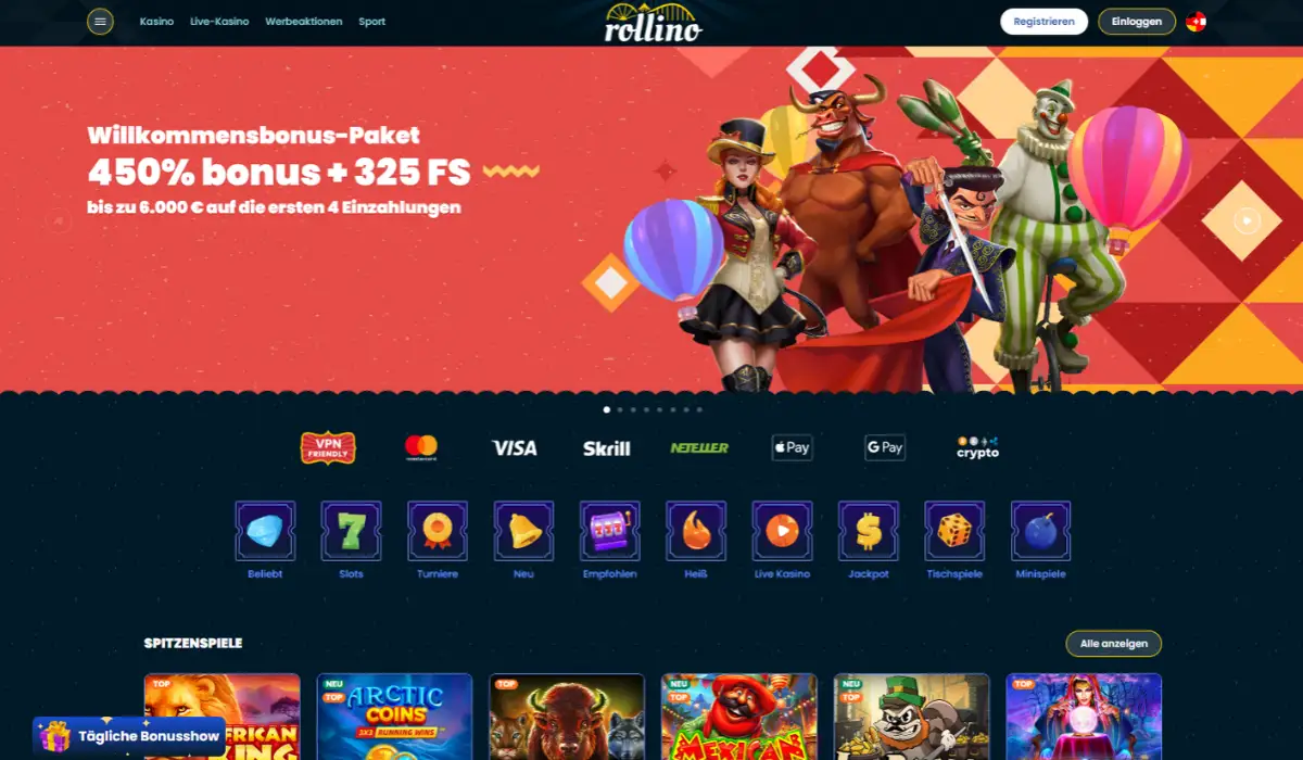 Rollino casino Angebote ohne Einzahlung