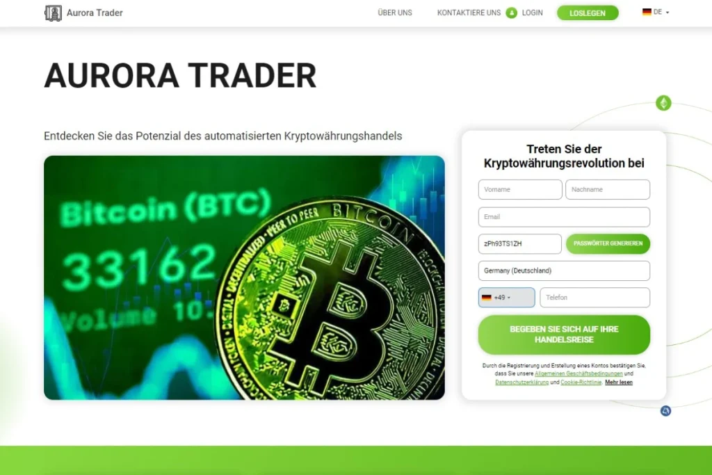 Aurora Trader Krypto Handelsplattform