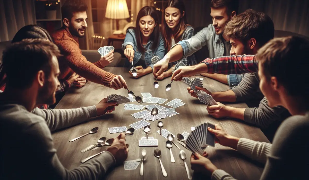 Spielen des Spoons-Kartenspiels