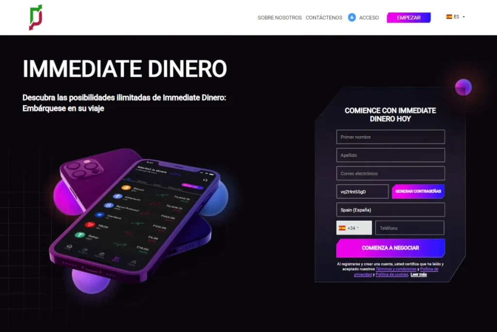 Immediate Dinero Página web oficial