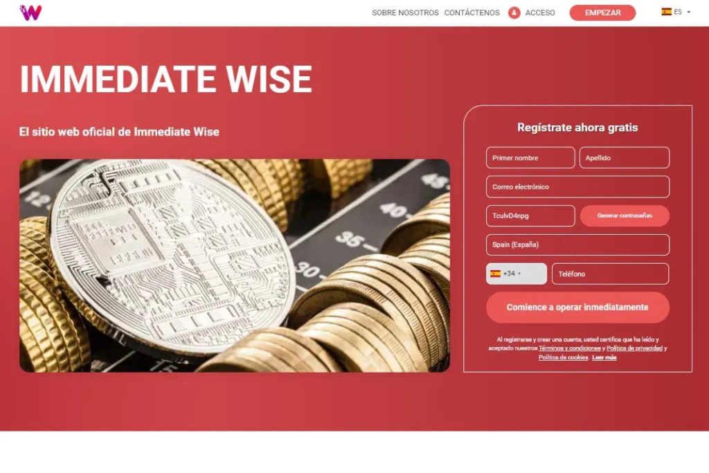 Immediate Wise sitio web oficial