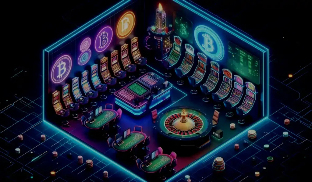 Una varietà di giochi da casinò disponibili su una piattaforma Crypto Casino.