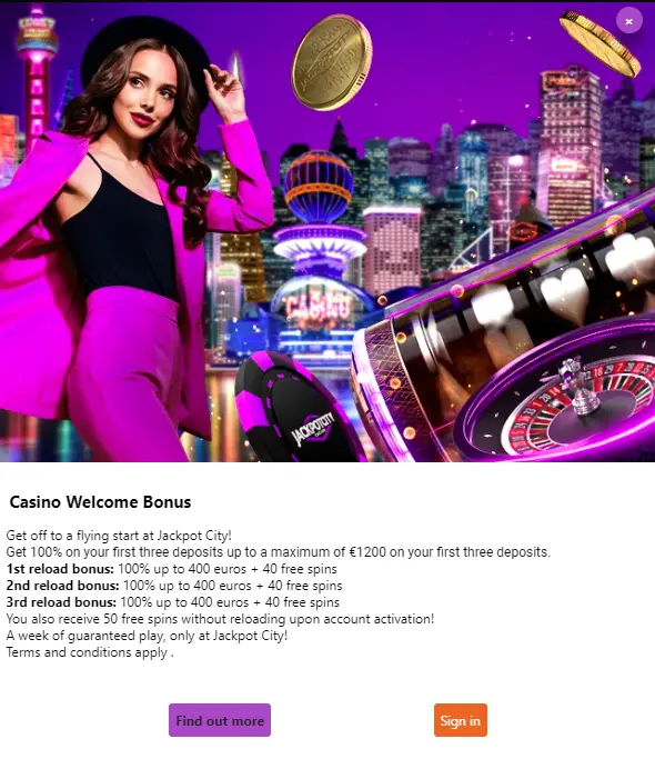 Bonus di benvenuto del casinò Jackpot City