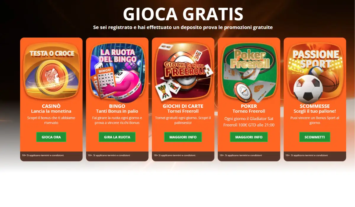 Sito Web e interfaccia di gioco mobile