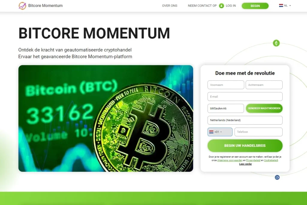 Bitcore Momentum officiële website