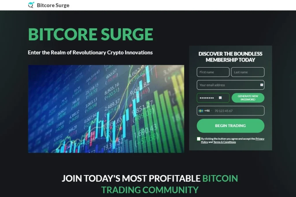 Bitcore Surge hemsida Officiell