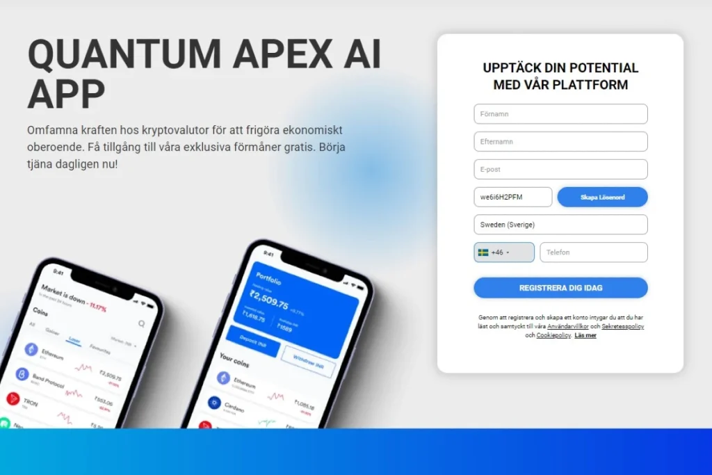 Quantum Apex AI hemsidan