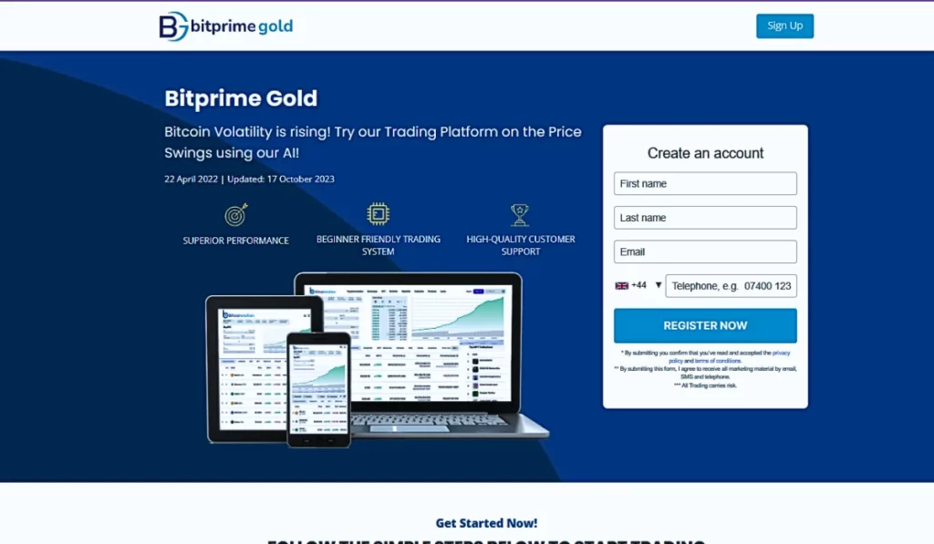 Bitprime Gold Trading Website