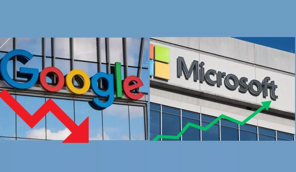 Stocks of Microsoft Rises and Google’s Fall Despite Investment