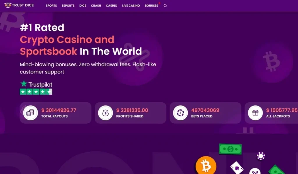 user-interface for Trust Dice Casino