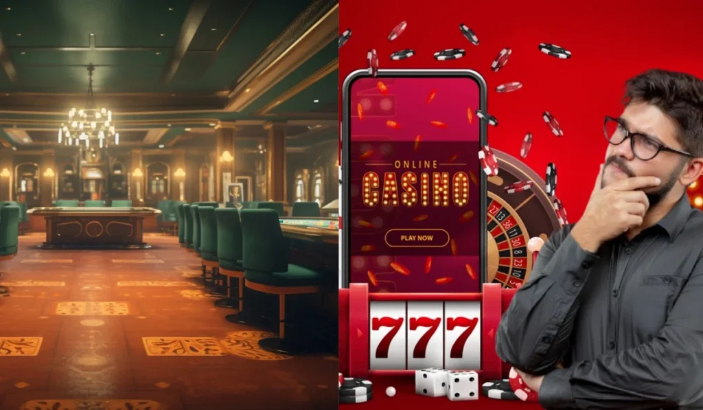 Land-based casino floor vs. secure online casino login screen. Is online gambling safer?