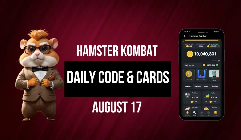 Hamster Kombat Daily Code & Cards August 17