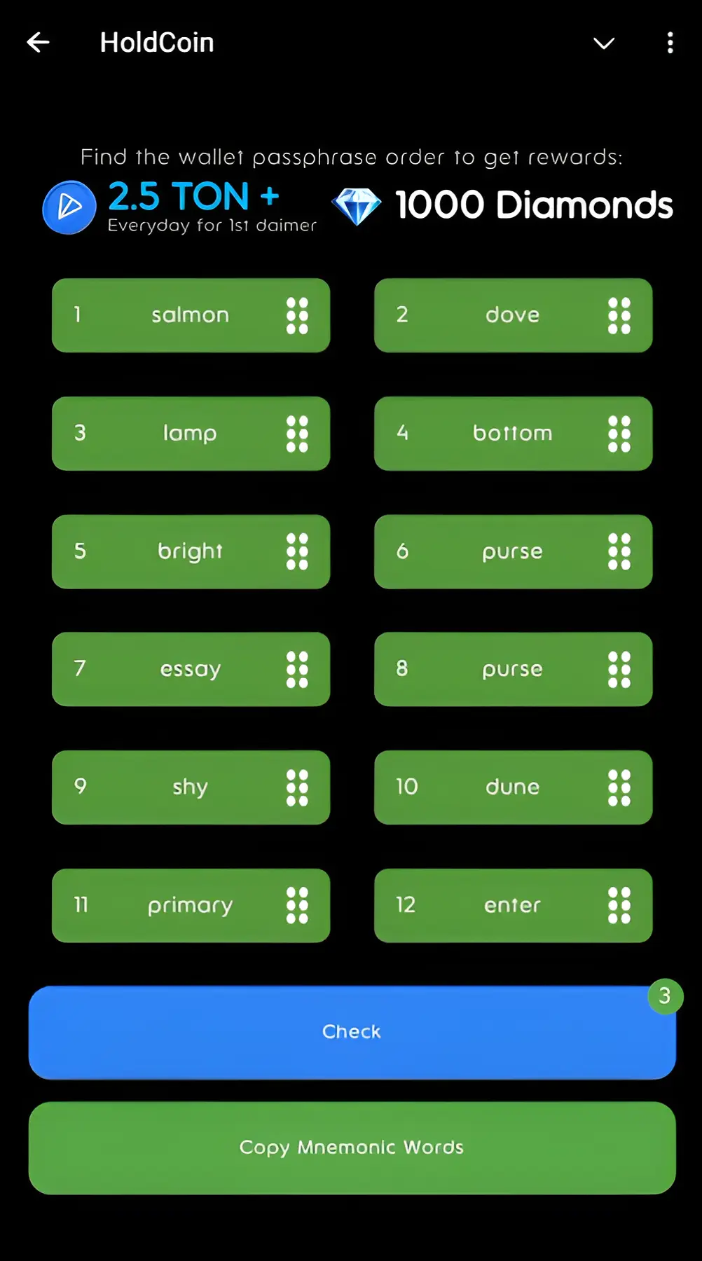 HoldCoin Passphrase August 31