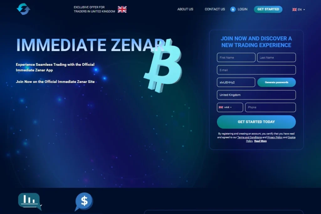 Immediate Zenar Platform website